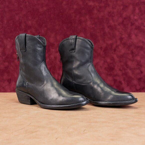 Born Women Wynd Black Leather Western Cowboy Ankle Boots sz 8.5 - Picture 1 of 8